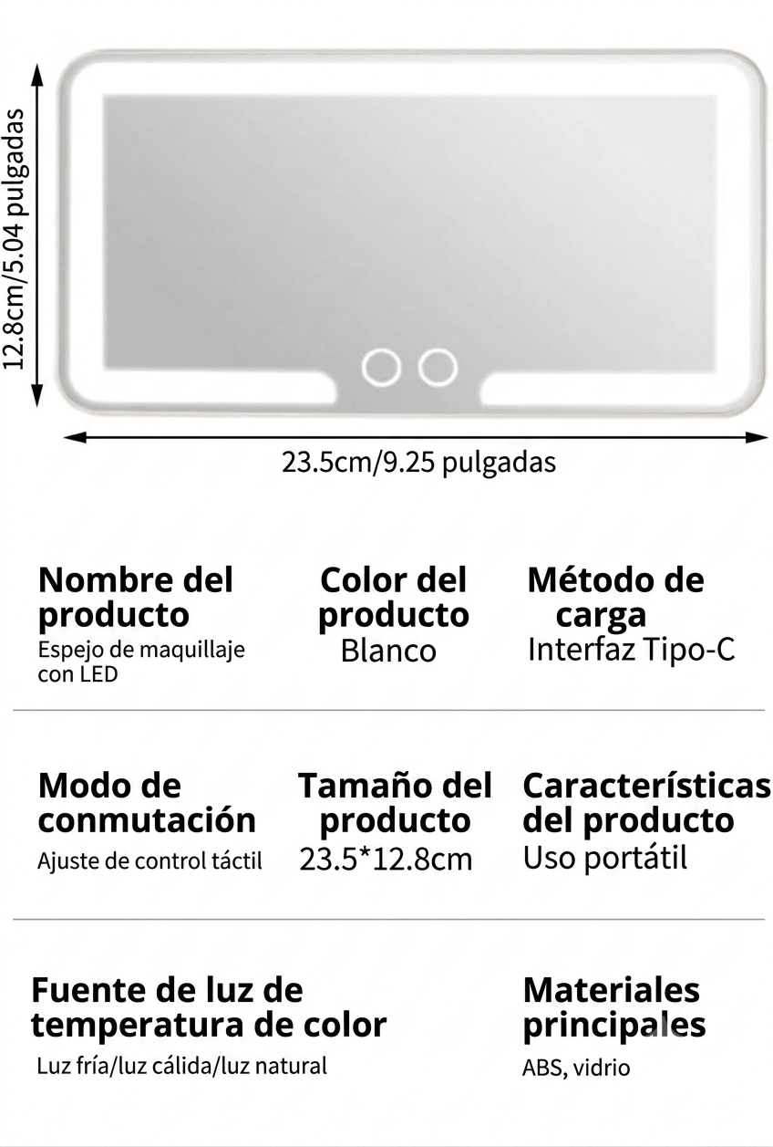 Espejo Maquillaje con Luz Led Para Coche